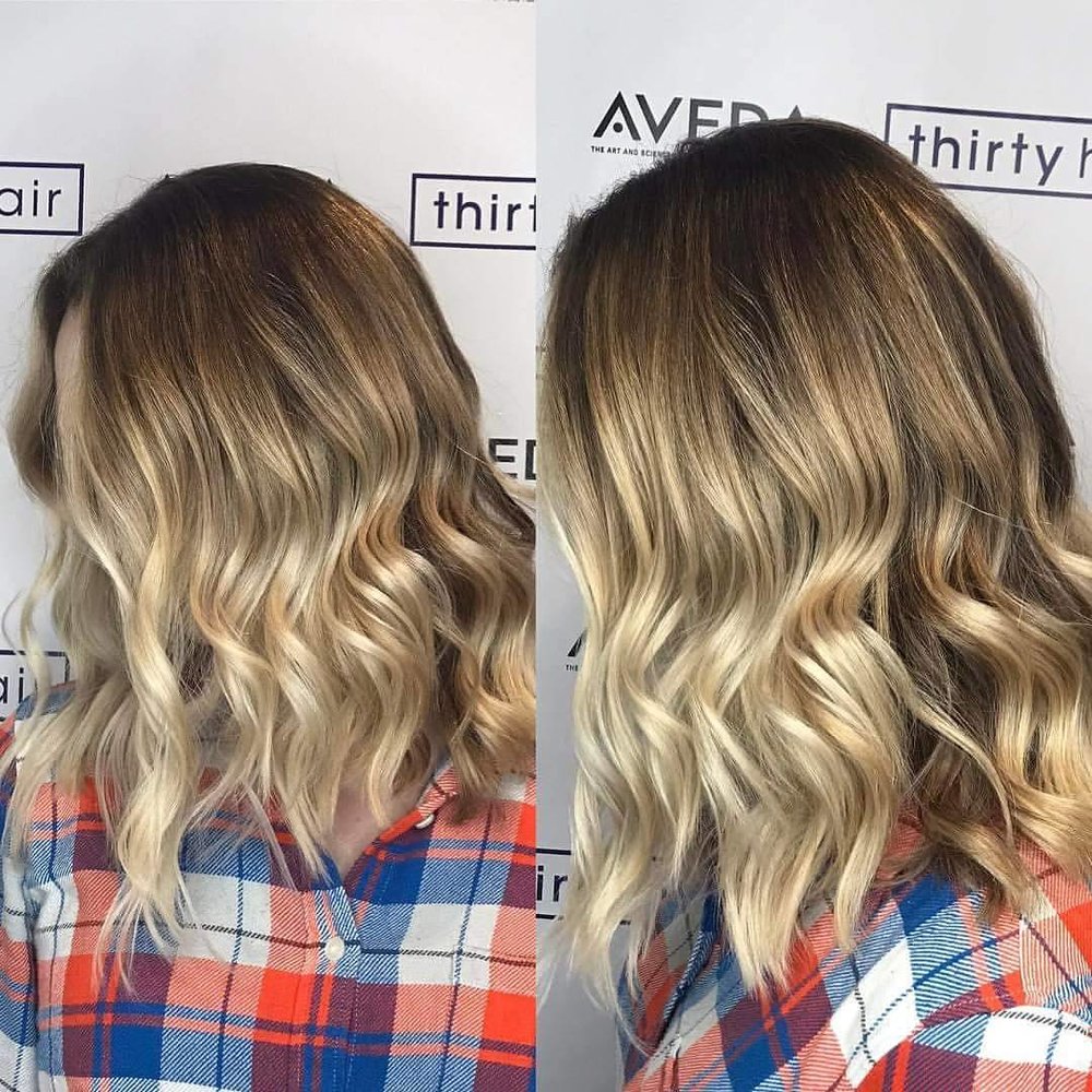 This guest chopped off 4 inches and had a heavy balayage toned to a cooler, ash blonde!