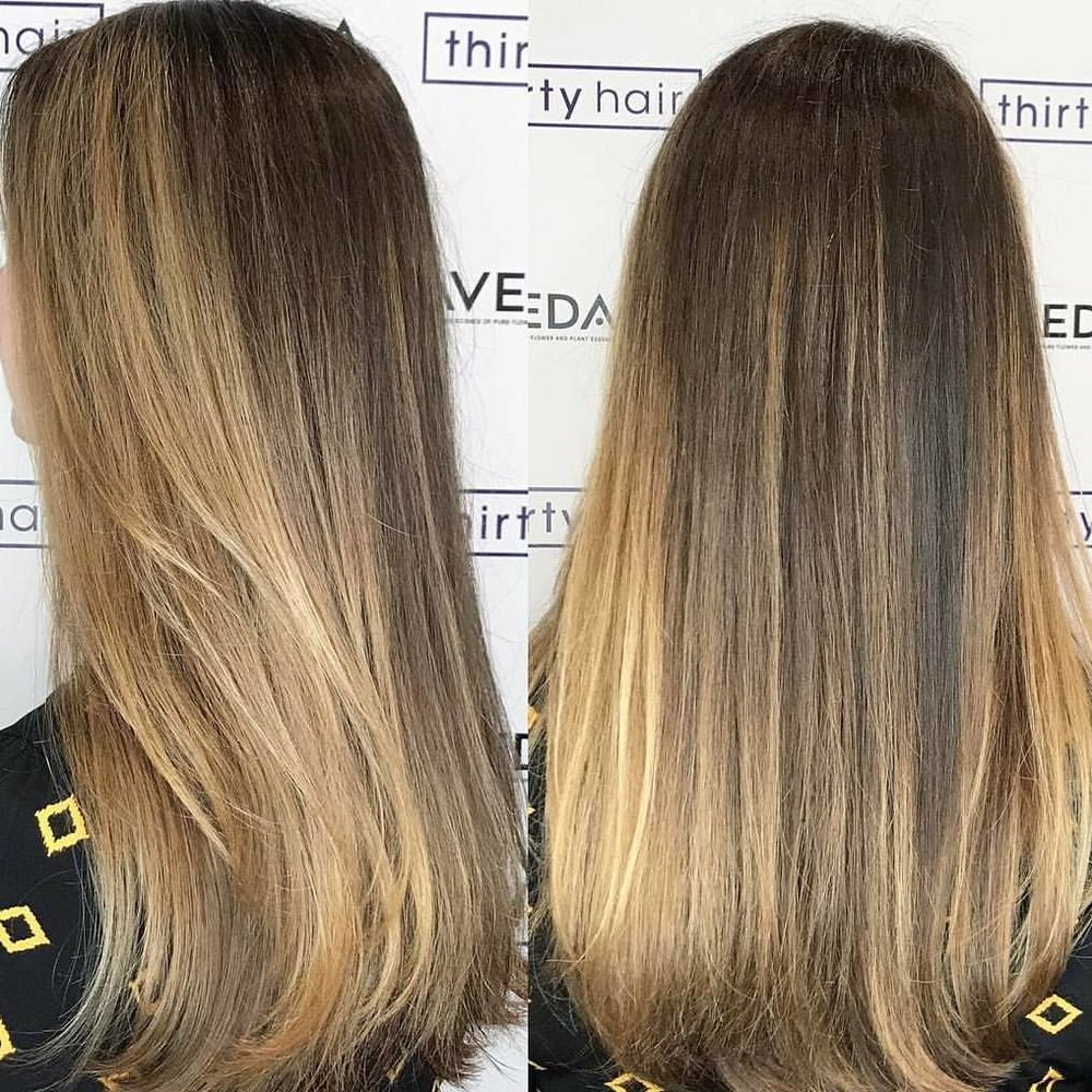 blending out the grey while lightening up the ends with a balayage